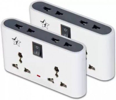 Flipkart SmartBuy 4+1 Multiplug Extension Board | Universal Sockets and 1 Switches (White_Pack of 2) 6 A Three Pin Socket
