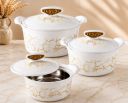 Flipkart SmartBuy Akoya Classic Insulated Inner Stainless Steel Chapati/Biryani/Vegitable Serving Pack of 3 Thermoware Casserole Set (500 ml, 1000 ml, 1500 ml)...