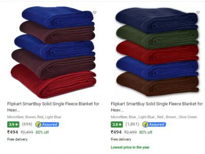 Flipkart Smartbuy Blankets upto 80% off