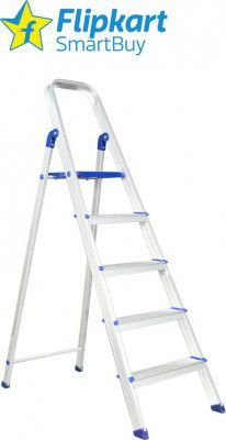Flipkart SmartBuy Heavy Duty Hybrid Aluminum Step -5 Step Powder Coated Section Steel Ladder  (With Platform)