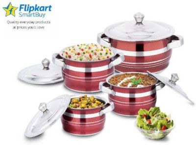 Flipkart SmartBuy Induction Bottom Cookware Set (Stainless Steel, 4 - Piece)