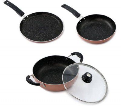 Flipkart SmartBuy Induction Bottom Non-Stick Coated Cookware Set (Aluminium, 3 - Piece)