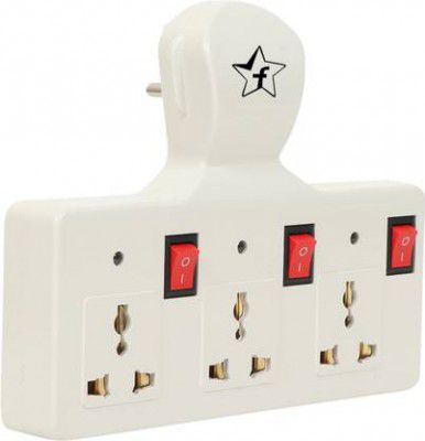 Flipkart SmartBuy Multi Socket Universal Multiplug | 3 Sockets 3 Switches & 3 Led Indicators 3 Socket Extension Boards (Beige, 0 m)