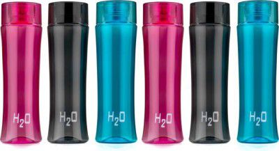 Flipkart SmartBuy P06 MULTICOLOR OVAL ROUND H2O WATER BOTTLE 1020 ml Bottle  (Pack of 6, Multicolor, PET)