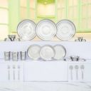 Flipkart SmartBuy Pack of 24 Stainless Steel Flipkart SmartBuy Dinner Set (Steel, Microwave Safe)...