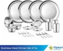Flipkart SmartBuy Pack of 24 Stainless Steel Kitchen for Home | Heavy Gauge Dinner Set  (Steel, Microwave Safe)...