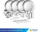 Flipkart SmartBuy Pack of 32 Stainless Steel Kitchen for Home | Heavy Gauge Dinner Set  (Silver)...