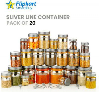 Flipkart SmartBuy Plastic Grocery Container - 1200 ml, 650 ml, 350 ml, 250 ml (Pack of 20, Silver)