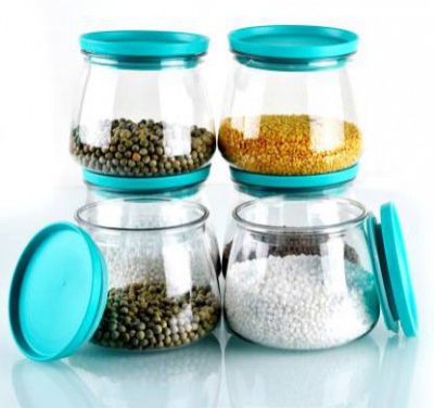 Flipkart SmartBuy Plastic Grocery Container - 900 ml (Pack of 6, Blue, Clear)