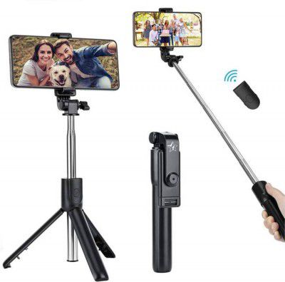 Flipkart SmartBuy R1 Bluetooth Selfie Stick with Remote,Tripod and Mobile Stand for Mobile Phones Tripod  (Black, Supports Up to 500 g)