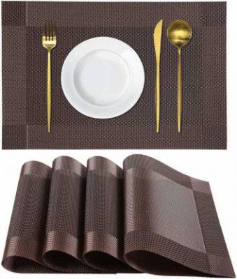 Flipkart SmartBuy Rectangular Pack of 4 Table Placemat  (Brown, PVC)
