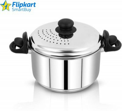 Flipkart SmartBuy Stainless Steel Strainer ,Lift & Lock Handle Pasta/Rice -2 Years Warranty Pot 28 cm diameter 3.7 L capacity with Lid (Stainless Steel)