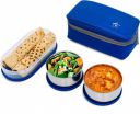 Flipkart SmartBuy Steel Luncbox Blue 3 Containers Stainless Steel School Lunch Box (1240 ml)...