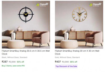 Flipkart Smartbuy Wall Clocks Upto 90% OFF