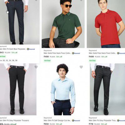 Flipkart : UP TO 77% OFF - Raymond Clothing And Accessories