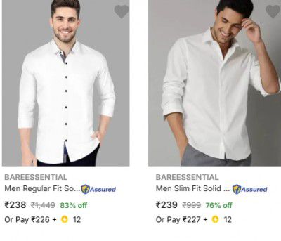 Flipkart : Up to 88% OFF - Bareessential Casual Shirts | For Mens