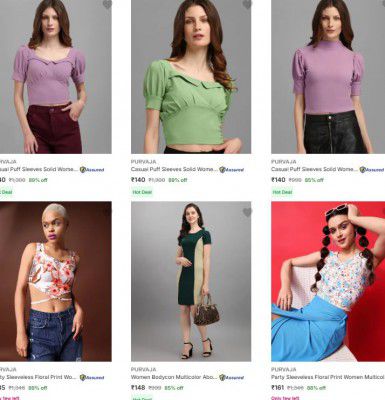 Flipkart : Up to 90% OFF - Purvaja Womens Clothings