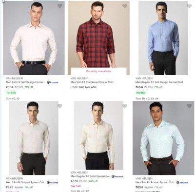 Flipkart : Upto 73% Off On Van Heusen Mens Shirts