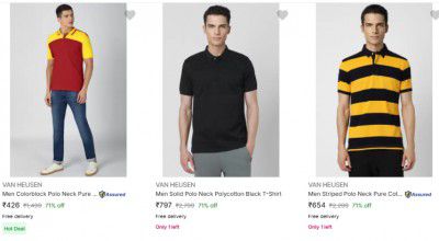Flipkart : Upto 70% Off On Van Heusen Mens T-Shirts