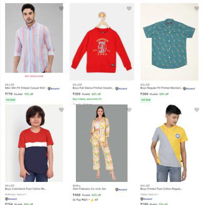 Flipkart : Upto 80% Off On Killers Clothings Starts At Rs 170