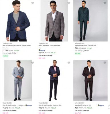 Flipkart : Upto 81% Off On Van Heusen Mens Blazers