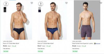 Flipkart : Upto 77% Off On Van Heusen Mens Innerwear