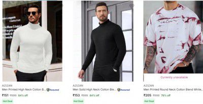Flipkart: Upto 84% OFF On Azizan Mens T Shirts