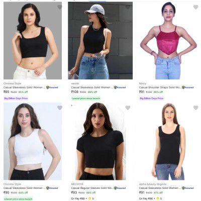 Flipkart: Upto 85% OFF Womens Tops | Starts At ₹85
