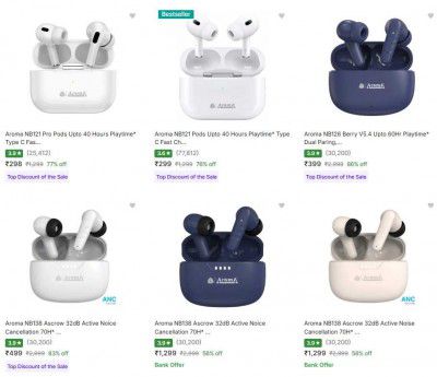Flipkart : Upto 86% OFF | Aroma Earbuds Starts At Rs 298