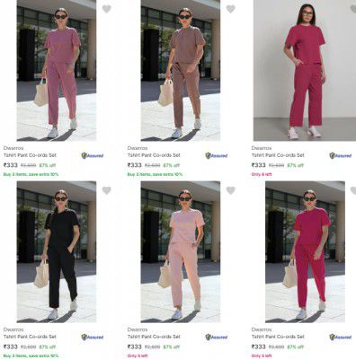 Flipkart : Upto 87% Off | Dwarros Womens Co Ords