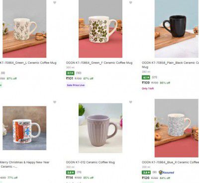 Flipkart : Upto 87% OFF - Oggn Mugs | Starts At Rs.96