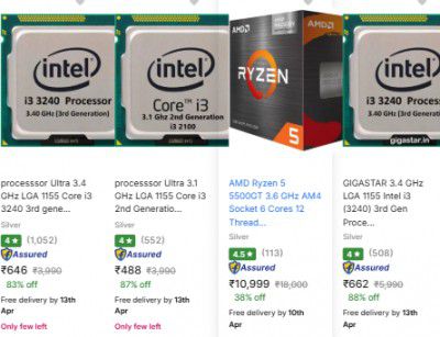 Flipkart: Upto 87% OFF ON Intel Processor