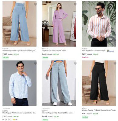 Flipkart : Upto 89% Off Kotty Clothing Starts At Rs 188