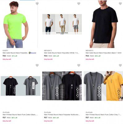 Flipkart: Upto 89% OFF On Mens T Shirts | Starts At Rs.90