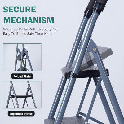 FLIPZON Halo Foldable 6 Step Ladder | Anti-Skid (Grey & Black)