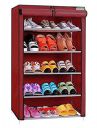 FLIPZON Multipurpose 5 Shelves Shoe Rack with Zip Door Cover & Side Pockets, Multiuse Wide Shelve Storage Rack for footwear, Toys, clothes with Dustproof Cover (5 Shelves) (Maroon), Plastic...