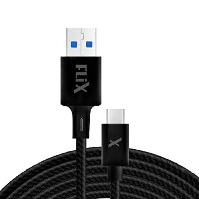 FLiX (Beetel Rush Series 60W / 5A Fast Charging 1m Type C Cable for Smartphones(RPAC105, Black)