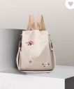 FLIXZONE  Small 12 L Backpack Fashion 12L New Flower Embroidered Artistic National Style Oxford Capacity Bag  (Beige)...