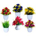 Flora Planet Artificial Plants for Home Decoration, Mini Size Flowers with Pot Fake Plant, Artificial Potted Plants for Decorative Plants Artificial Flowers with Pot (Set of 6)...