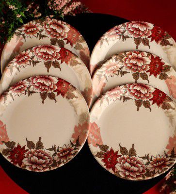 Cdi Floral Print 7 Inch White Melamine (Set of 6) Quarter Plate