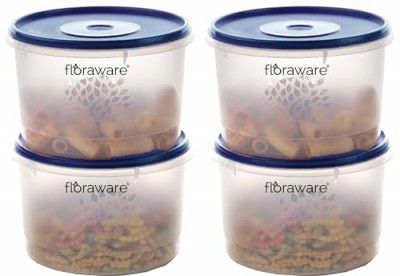 Floraware 3.5 Litres Round Modular Multi-Purpose Plastic Containers with Lid | Food Grade BPA Free Leak Proof | Rice Spices Atta Grains Organizers for Kitchen Storage 3500ML (Blue, 1)