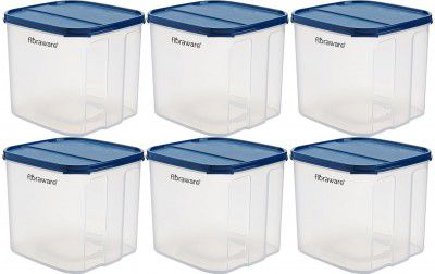 Floraware 4.5 Litres Modular Multi-Purpose Plastic Containers with Lid for Kitchen Storage | Set 6 (4500ml, Blue)