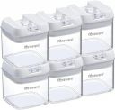 Floraware Airtight Square Containers with Flip Lock Food Storage, 250 ml set 6, White...