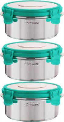 Floraware FL SS Round Lunch Box 300ML Set of 3 SEA Green