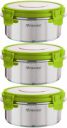 Floraware FL SS Round Lunch Box 500ML Set of 3 Green...