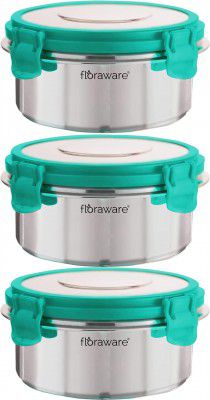 Floraware FL SS Round Lunch Box 500ML Set of 3 SEA Green