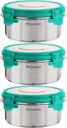 Floraware FL SS Round Lunch Box 500ML Set of 3 SEA Green...