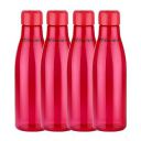 Floraware Food Grade Premium Plastic Fridge Round Water Bottle, Drinking Bottle, 1000ml Pack of 4, Red...