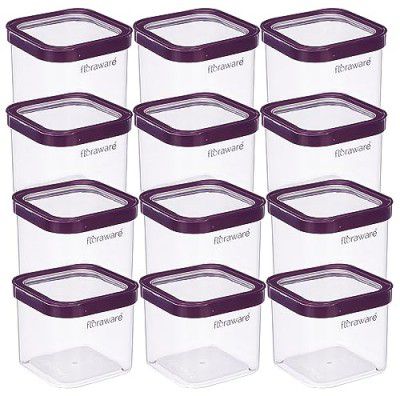 Floraware Food Safe Plastic Multiuse Square Fit-Lock Airtight Storage Jar, Grocery Container, BPA free, 750 ML (Purple, 1)
