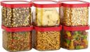 Floraware Food Safe Plastic Multiuse Square Fit-Lock Airtight Storage Jar, Grocery Container, BPA free, 750 ML (Pink, 2)...